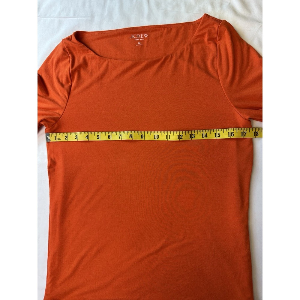 J.Crew Form Knit T-Shirt Women Sz M Crew Neck Short Sleeves Orange - Picture 4 of 9